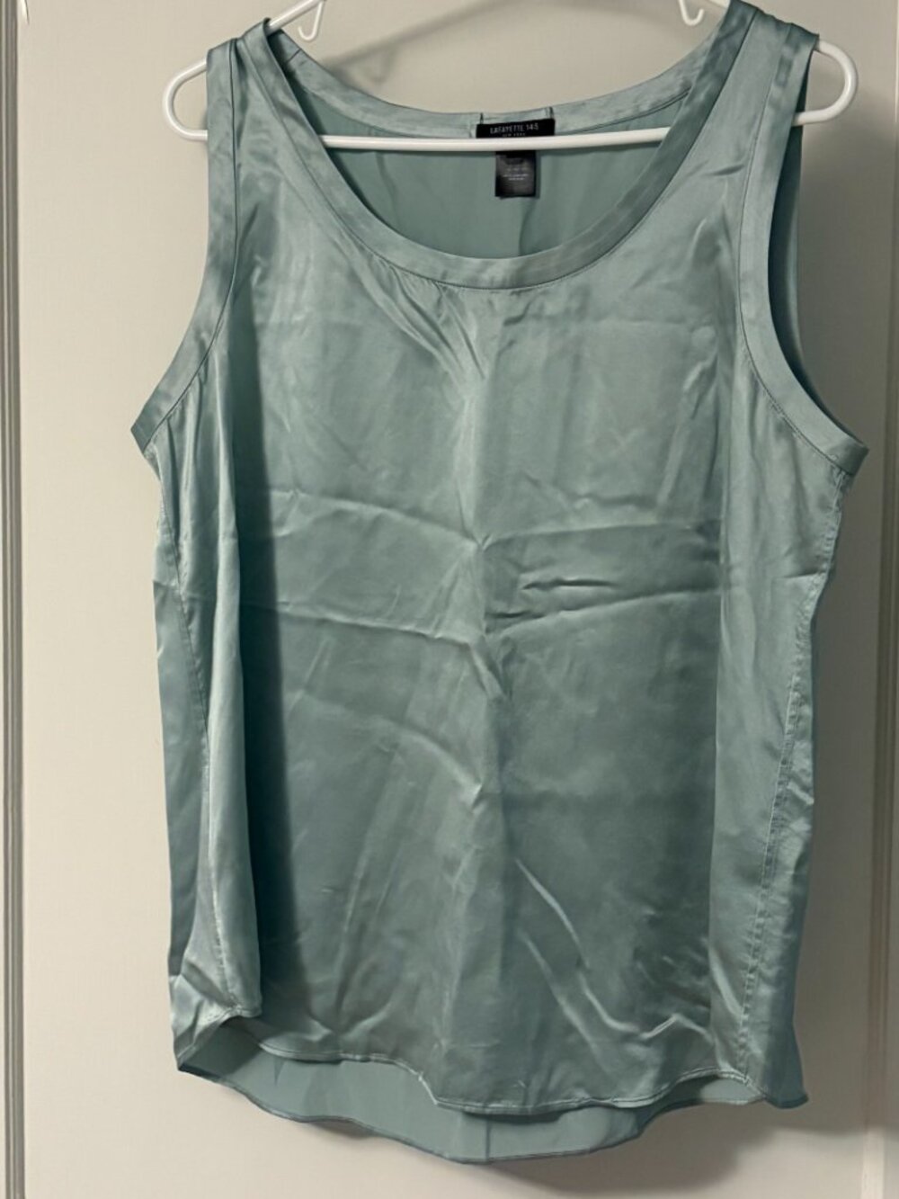 Lafayette 148 New York 100% silk tank aqua green size XL designer luxury